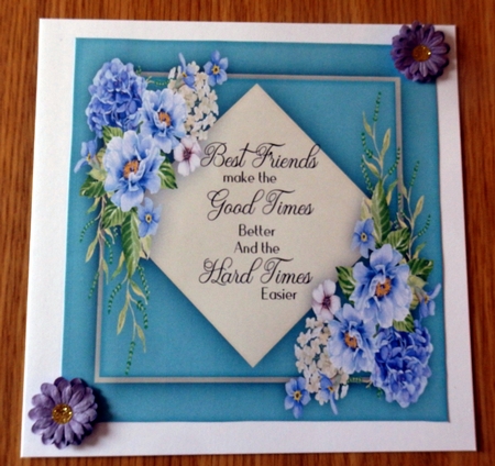 Beautiful Blue Roses and quote, Friend by Helen Gomm
