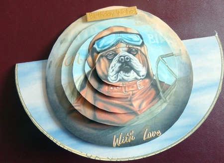 Flying dog rocker card by Helen Gomm