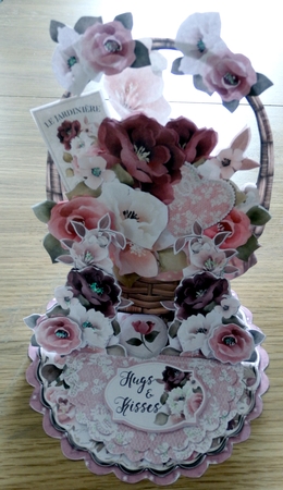 Vintage Rose 2 Triple Easel Card and Envelope Kit.  by Helen Gomm