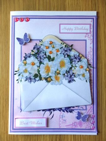Birthday greeting card with envelope and flowers that pop out by Helen Gomm