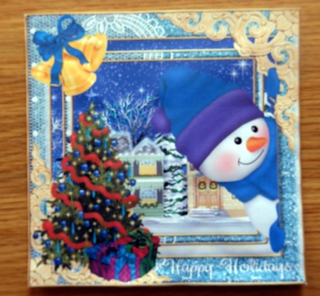 Blue Christmas snowman card fronts/toppers 2 by Helen Gomm