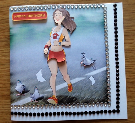 Jogger Lady (red) 8x8 Quick Card by Helen Gomm