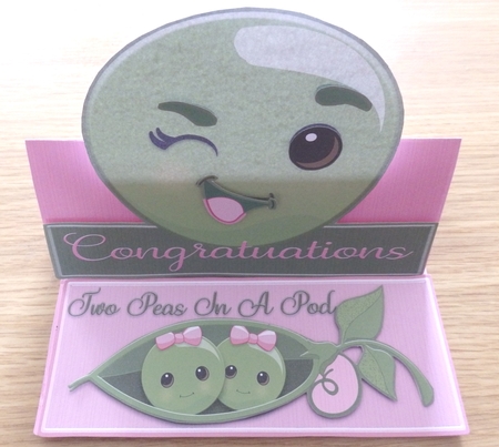 Two Peas Twin Girls Easel Card by Helen Gomm