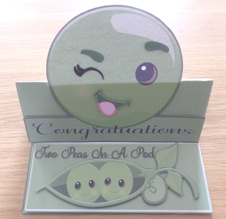 Two Peas Twin Boys Easel Card by Helen Gomm