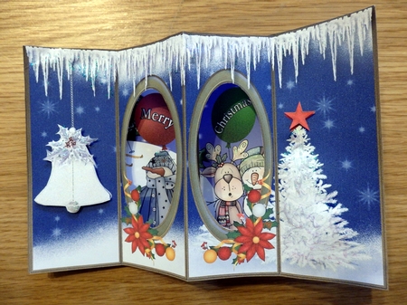 Snowman Wishes - Double Window Card by Helen Gomm