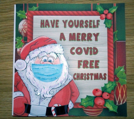 Have yourself a merry covid Christmas Santa 8x8 by Helen Gomm