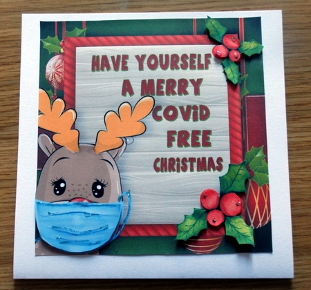 Have yourself a merry covid Christmas reindeer 8x8 by Helen Gomm