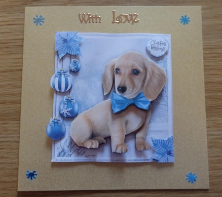 Adorable Christmas Dog With Bow 8x8 Mini Kit by Helen Gomm