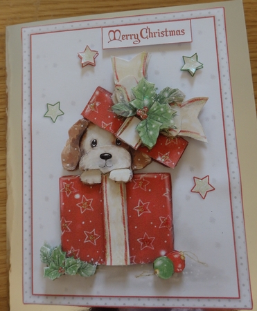 CHRISTMAS PUPPY DECOUPAGE TOPPER by Helen Gomm
