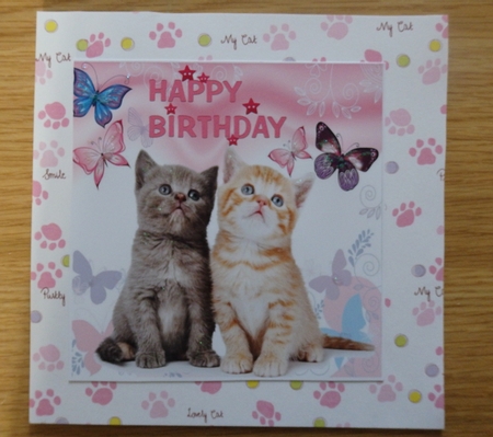 Cute furry friends kittens with butterflies 8x8 by Helen Gomm