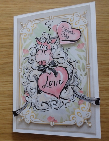 Valentine Sheep Card Front MiniKit-8 by Helen Gomm