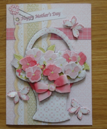 Floral Basket 5 x 7 3D Decoupage Card and Envelope by Helen Gomm