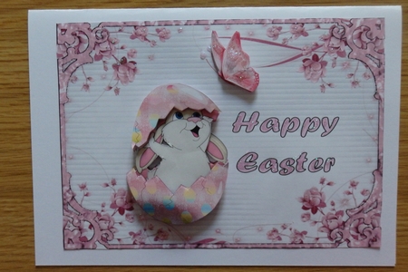 Easter Bunny 1 - A5 card front with decoupage by Helen Gomm