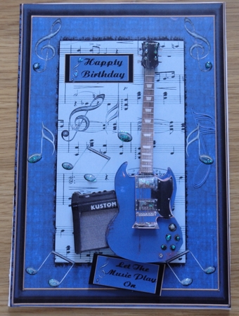 Guitar birthday blue by Helen Gomm
