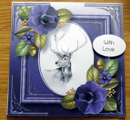 Gorgeous Stag Painting With Camellias 8x8 by Helen Gomm