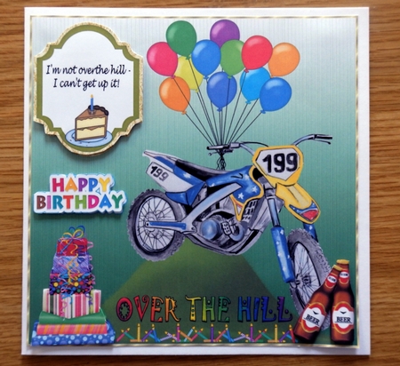 Male over the hill Birthday card front by Helen Gomm