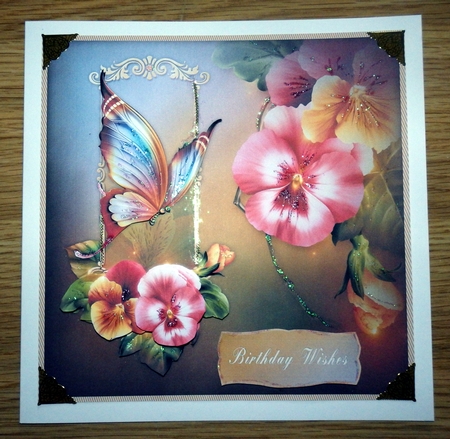 Summer Pansies Square Card with Step by Step by Helen Gomm