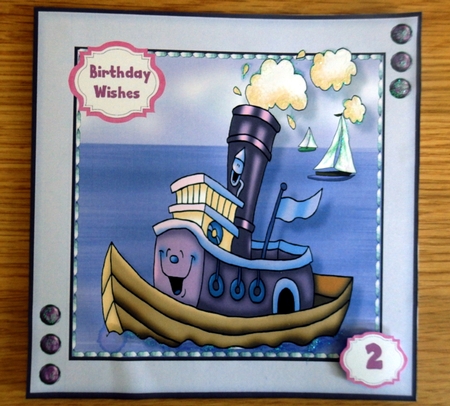 Billys Lilac Tugboat 7x7  by Helen Gomm