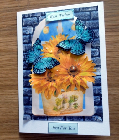 Sunflowers and Butterflies Topper With Decoupage by Helen Gomm
