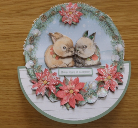CHRISTMAS BUNNIES rocker card by Helen Gomm