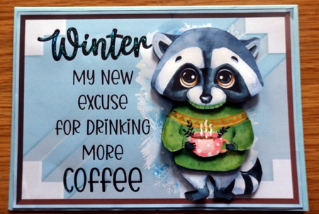 Winter Raccoon Card by Helen Gomm