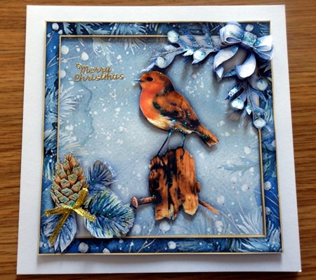 Watercolour Christmas - Robin on Post by Helen Gomm