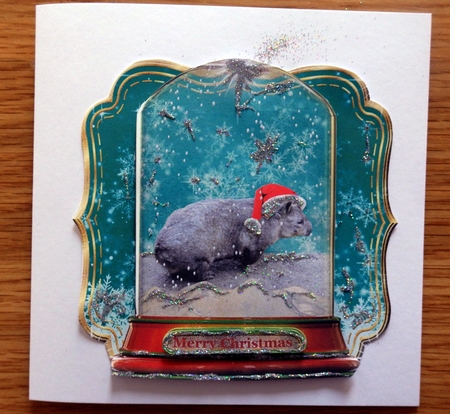 Christmas Globe Santa Wombat 5x5 Inch Kit 1 by Helen Gomm