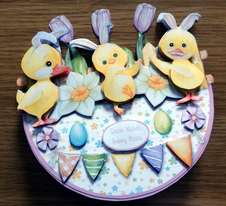 EASTER RABBITS rocker card by Helen Gomm