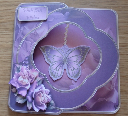 Lilac Roses - Butterfly Pendant Card Mini Kit by Helen Gomm