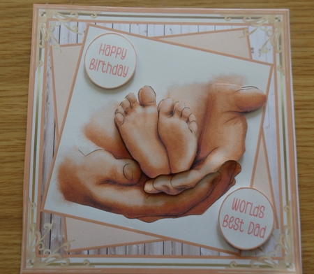 Dads hands Birthday/Fathers Day Decoupage 7x7ins Topper 1 by Helen Gomm