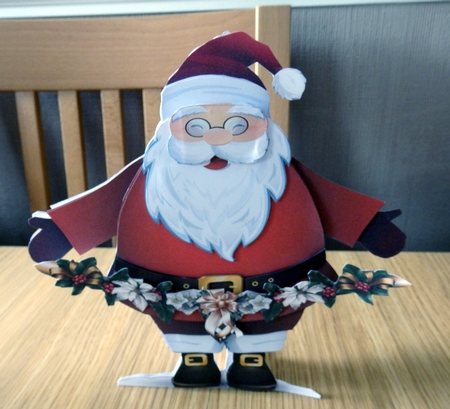 Santa with Garland Free Standing Card by Helen Gomm