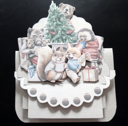 Bracken Wood Christmas 3D Shelf Card Kit with Card Box by Helen Gomm