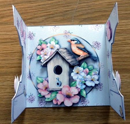 Bird, Butterflies & Birdhouse 1 - Double Gatefold Card by Helen Gomm