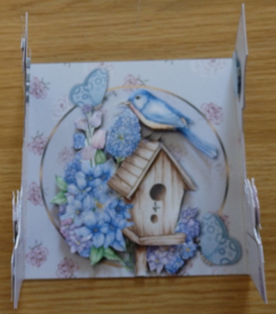 Bird, Butterflies & Birdhouse 3 - Double Gatefold Card by Helen Gomm
