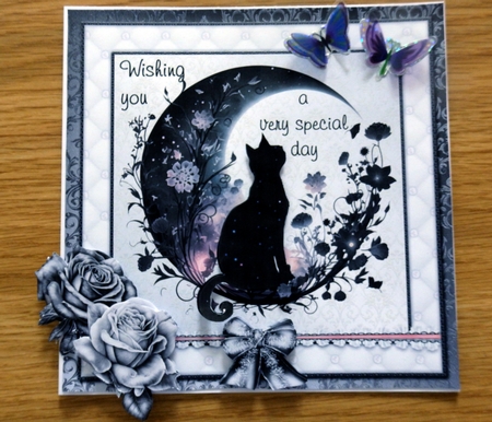 Moonlight Magic 2 - 7x7 inch card front with decoupage by Helen Gomm