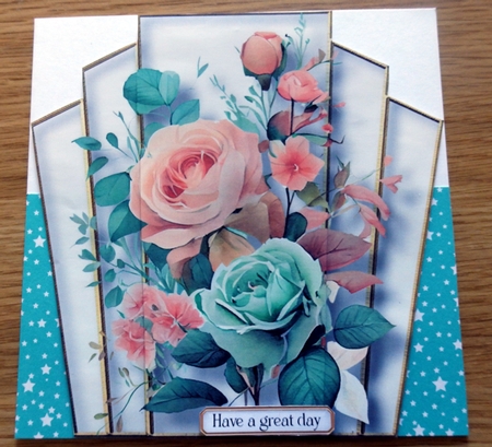 7x7 Art Deco Watercolour Bouquet - Mint & Soft Pink by Helen Gomm