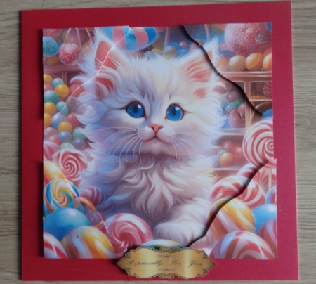 Sweet As Candy Kitten 7x7 Card Kit. Matching Box, Gift Bauble,Tag by Helen Gomm