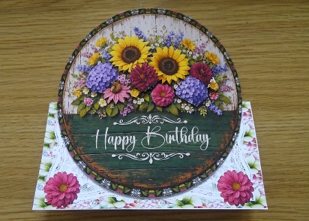 Floral Birthday 7 x 7 Shaped Card by Helen Gomm