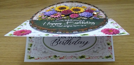 Floral Birthday 7 x 7 Shaped Card by Helen Gomm