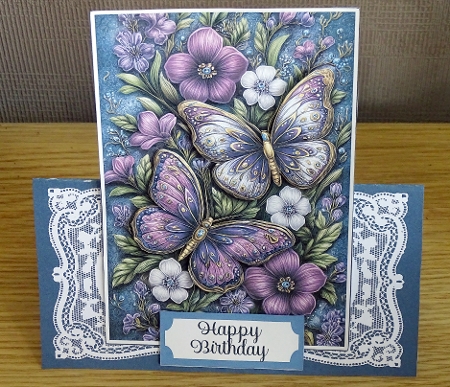 Birthday Butterflies 7 x 7 Shaped Card by Helen Gomm