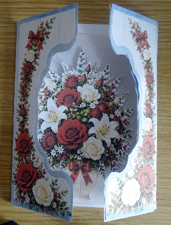 Elegant Red & White Floral Vase Topper by Helen Gomm