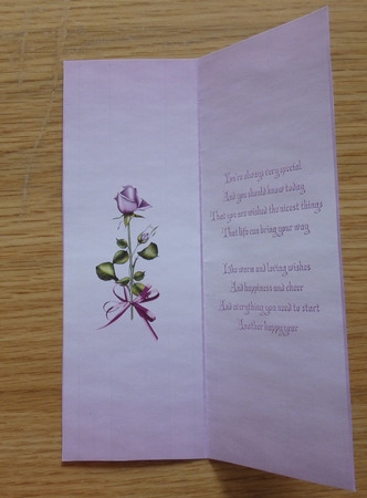 Lavender Rose Dl Size Insert with Verse by Helen Gomm