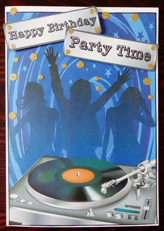 DJ Dance Disco Card front / Topper by Helen Gomm