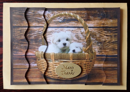 Cute Puppies in Basket Wavy Side Stacker by Helen Gomm