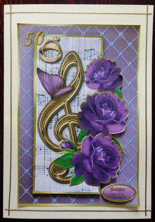 Music & Roses A4 Golden Wedding by Helen Gomm