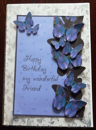 Butterfly Feather Card Topper - Friends Birthday - Purple by Helen Gomm