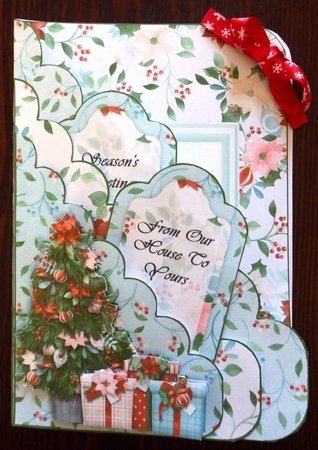 Christmas Tree and Presents Scallop Pocket Card Kit with Envelope by Helen Gomm