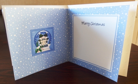 Christmas Snowglobe Cute Snowmen go Carol Singing matching insert square landscape by Helen Gomm