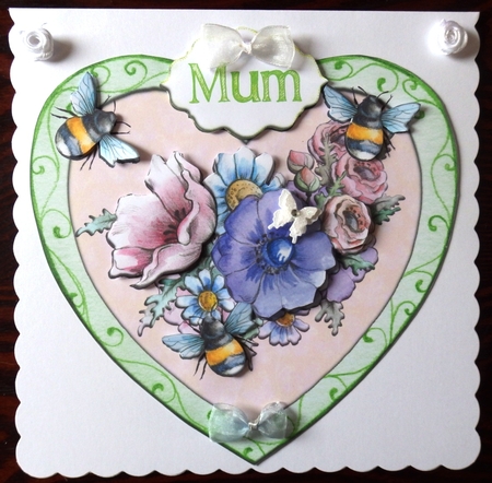 Mum - Floral Heart & Bees by Helen Gomm