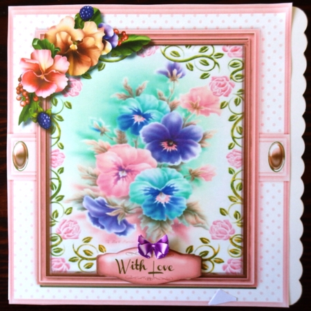 Beautiful Pink Pansys in a pink frame  by Helen Gomm